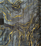 Black Grey and Gold Quilted Fabric Heat Resistant Hair Straightener Mat  - Image 4
