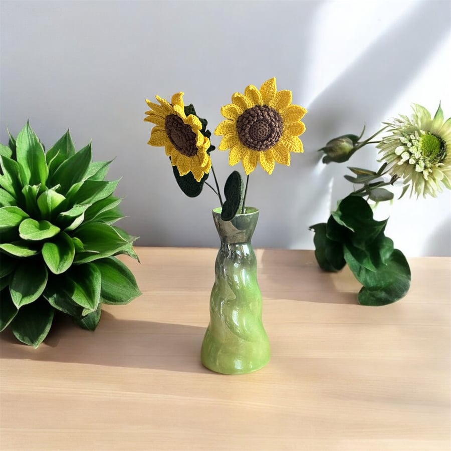 Handmade Yellow Crocheted Sunflowers