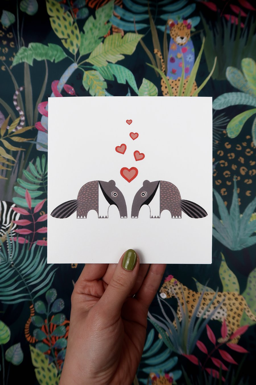 Anteater love card. Greeting card for Valentines.