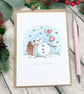 Hedgehog, Snowman & Friends Card - Christmas Card - Cute Hedgehog Card - Image 3