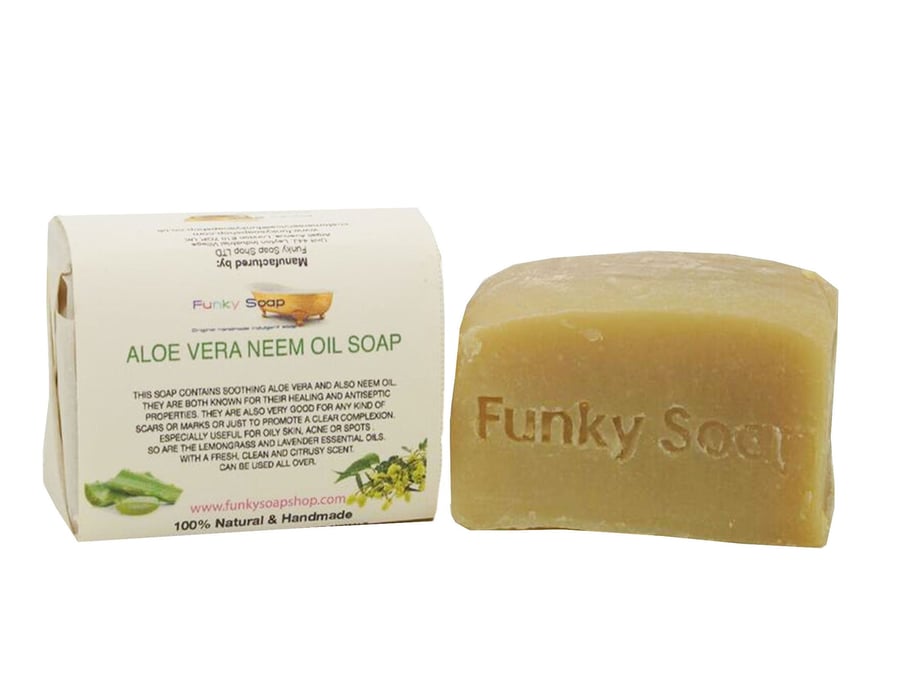1 piece Aloe Vera and Neem Oil Soap, 100% Natural Handmade 120g