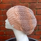 Crochet slouchy beanie, multicoloured pastel winter hat