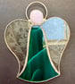 Stained Glass Bell Angel Decoration - Teal sea-mist body with clear frost wings - Image 4