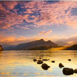 Derwent Water Lake District Cumbria sunset English lakes view - Free UK Postage!