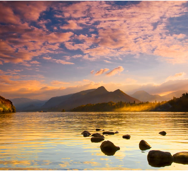 Derwent Water Lake District Cumbria sunset English lakes view - Free UK Postage!