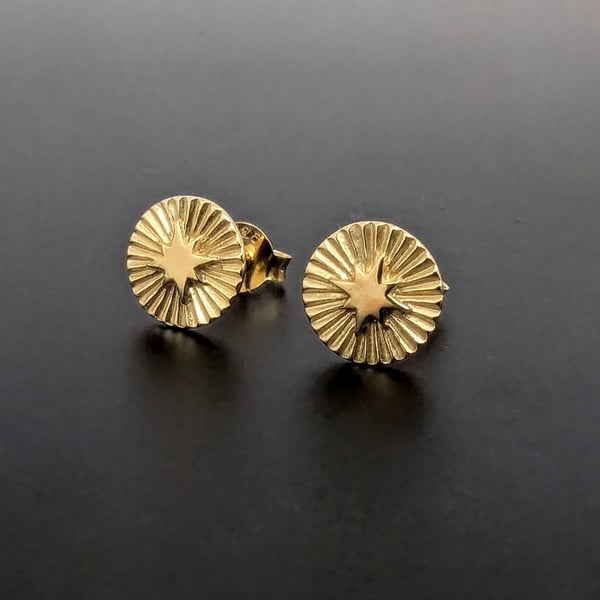 18 carat gold vermeil plated Sterling Silver Starburst stud earrings