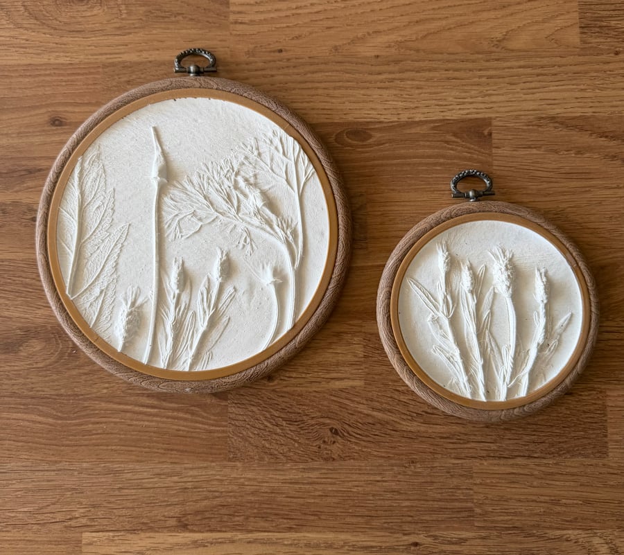 Handmade Botanical Plaster Casting – Poppies & Lavender