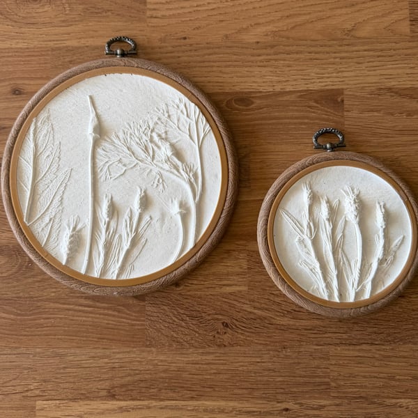 Handmade Botanical Plaster Casting – Poppies & Lavender