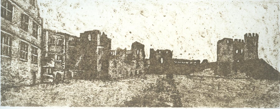 Castle Panorama Limited Edition Hand Pulled Collagraph Print Dudley Castle