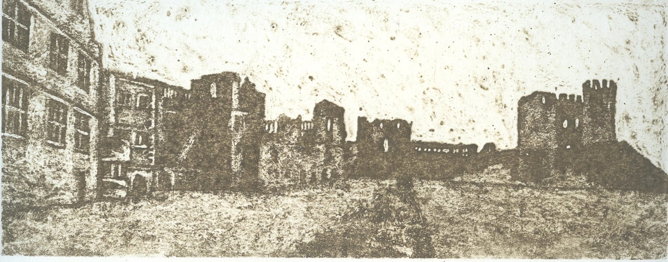 Castle Panorama Limited Edition Hand Pulled Collagraph Print Dudley Castle