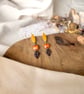 Autumn Harvest Gold Marquise & Gold Speckled LeafPolymer Clay Earrings - Image 8