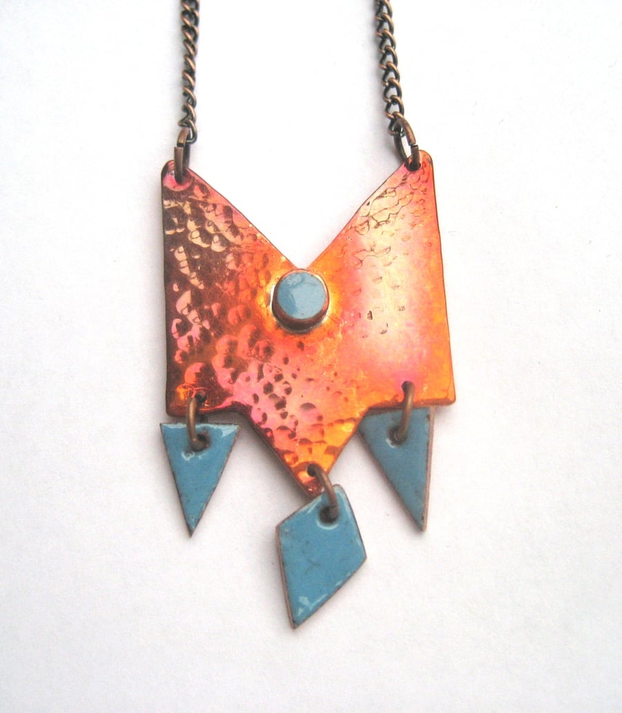 Marrakech beaten copper and enamelled necklace