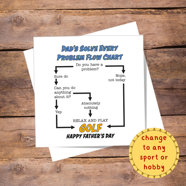 Fathers Day Card - Dad, Daddy -  blank inside, choose any sport or hobby