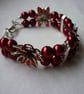 RED AND SILVER FLOWER BRACELET.  975 - Image 3