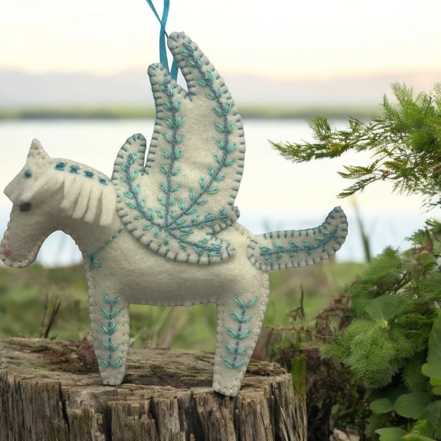 Handmade Embroidered Pegasus the Winged Horse