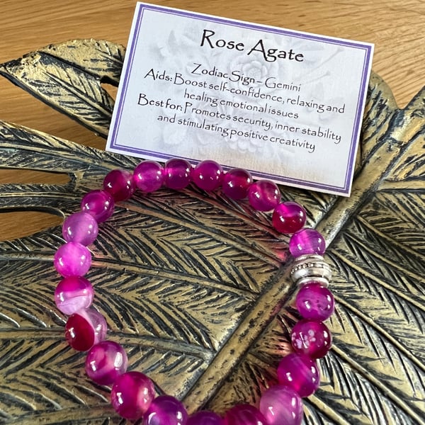 Rose Agate - Elasticated Bracelet 