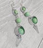 Aluminium Round Tube, Recycled Green Beads Dangle Earrings, Upcycled Jewellery - Image 5