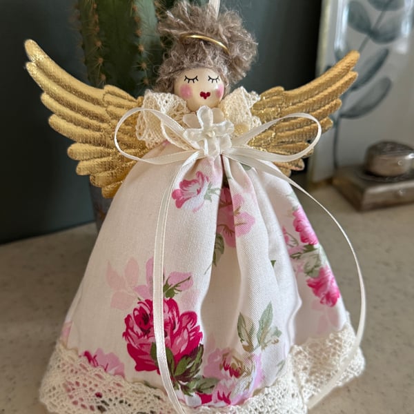 Handmade Heirloom Christmas Fairy Angel Hanging Decoration Vintage Style 