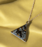 Snowflake Obsidian Silver plated Triangle Worry Stone Necklace - Free Postage - Image 5