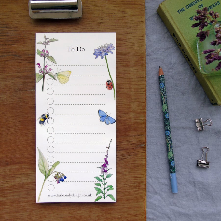 Wild Flower To Do List Notepad