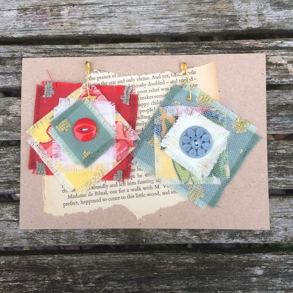 Junk Journal Fabric Snippets, Set of 2.
