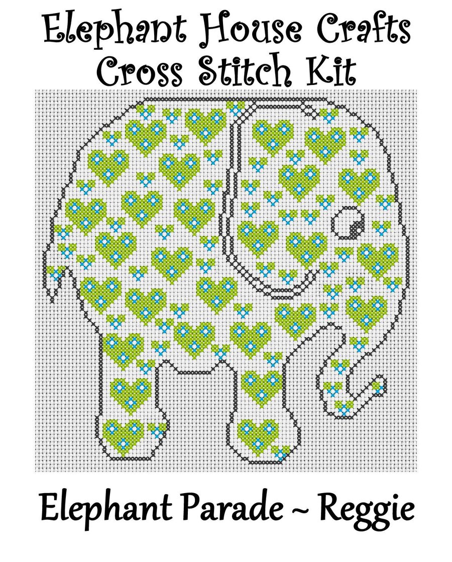Elephant Parade Cross Stitch Kit Reggie Size Approx 7" x 7"  14 Count Aida