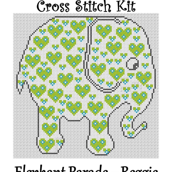 Elephant Parade Cross Stitch Kit Reggie Size Approx 7" x 7"  14 Count Aida