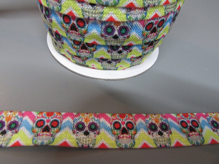 Skull Fold Over Elastic x 1 metre