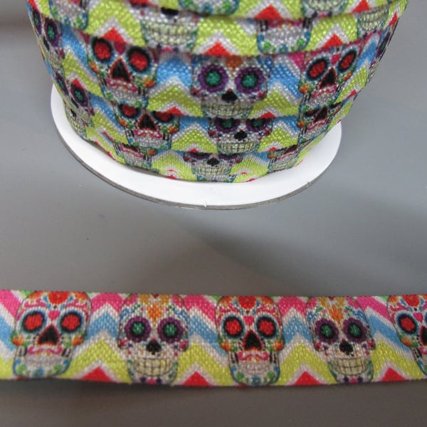 Skull Fold Over Elastic x 1 metre