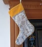 Luxury Christmas Stocking Gold Reclaimed Embroidered Curtain and Vintage Velvet