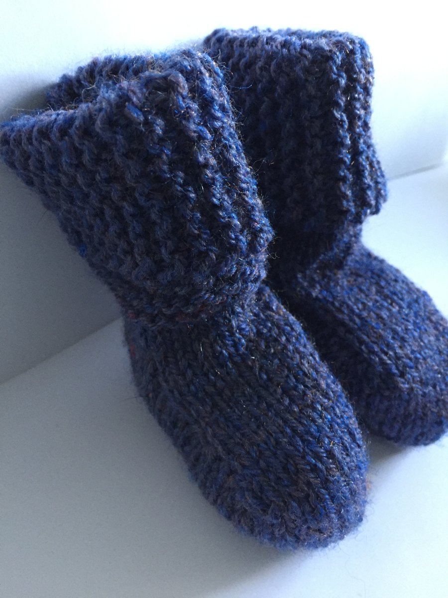 Blue knitted booties