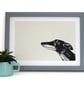Black Sighthound Lino Print - Greyhound, Whippet, Galgo, Lurcher, dog dad, - Image 1