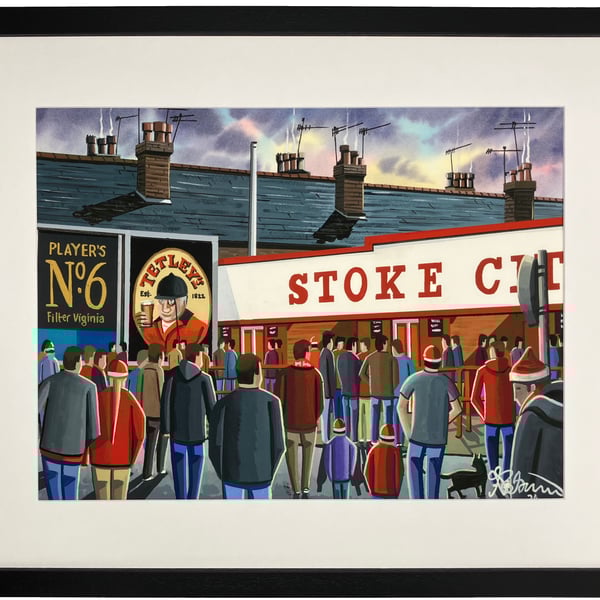 Stoke City Retro Victoria Ground Football Stadium Art Print 20" x 16" Frame Size