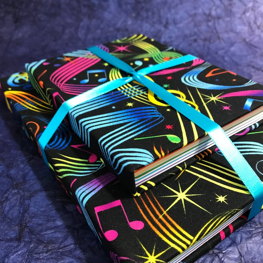 Gift Set of matching A5 and A6 Notebooks with bright music cover