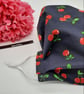 Face mask , large, 3 layer, nose wire,  washable, adjustable in navy cherry - Image 5