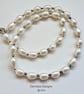 Designer Large Ivory Rice Freshwater Pearl Sterling Silver Necklace - Image 2