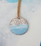 Enamel Pendant Handmade with Rose Textured Stamped Copper - Image 2