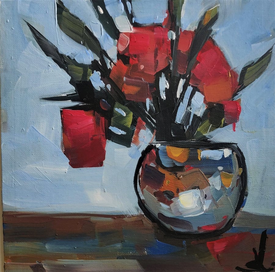 Red Flower Oil Painting
