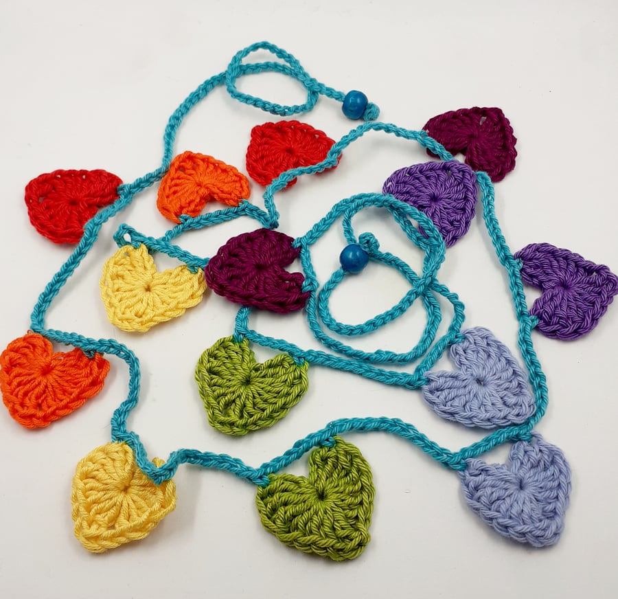 Crochet Rainbow Hearts Mini Bunting 