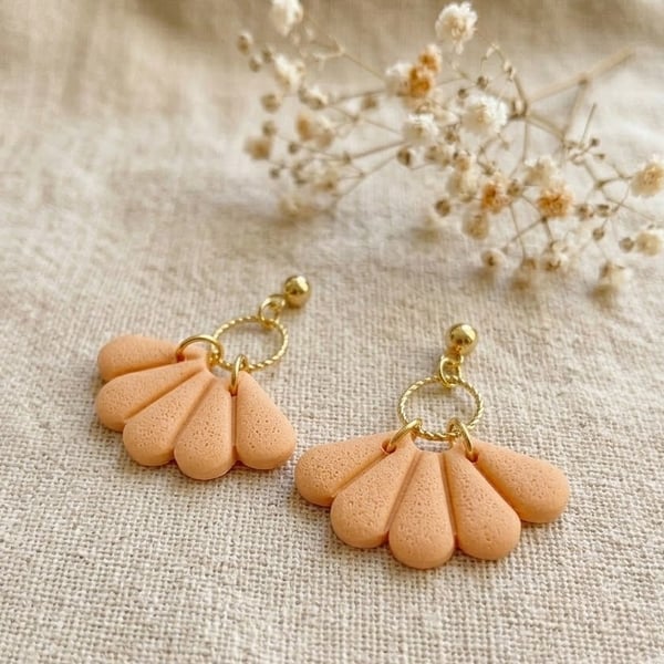 Peach Floral Earrings, Botanical Birthday Gift for Her, Floral Style