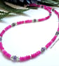 Pink Quartzite,  Amethyst & Peridot Sterling Silver Necklace - Image 7