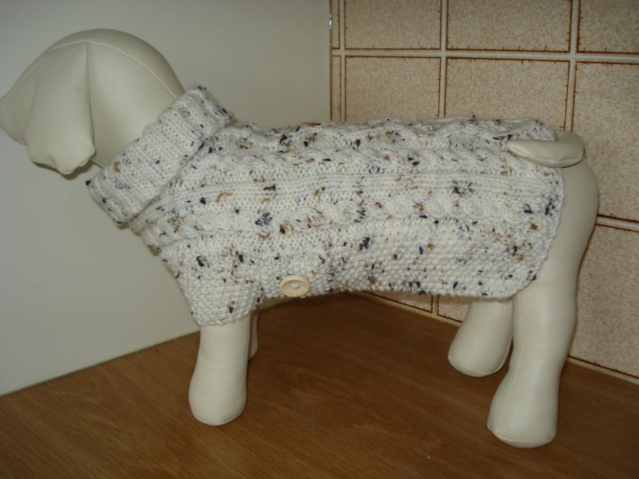 Hand Knitted Coat Jumpers In A Light Colour Tweed With Flecks Of Brown (R692)