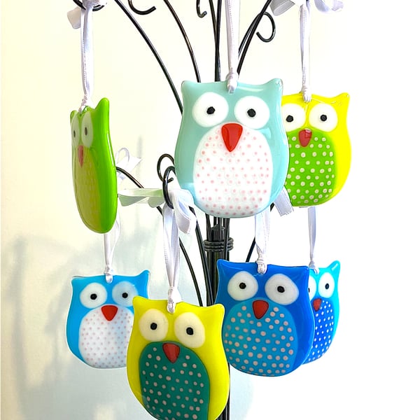 Owl Glass Hanging Decoration 