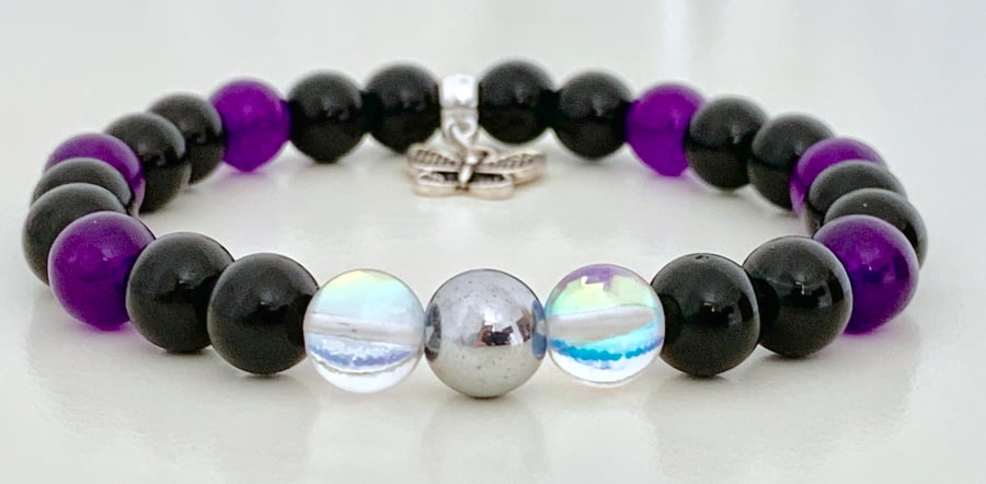 Panic Attack & Insomnia Relief Gemstone Stacking Bracelet Holistic 