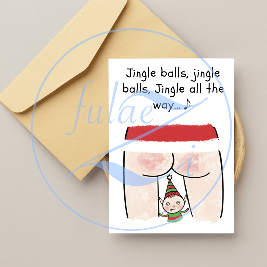 FREE 1ST CLASS SHIPPING Novelty Christmas Card - Jingle Balls