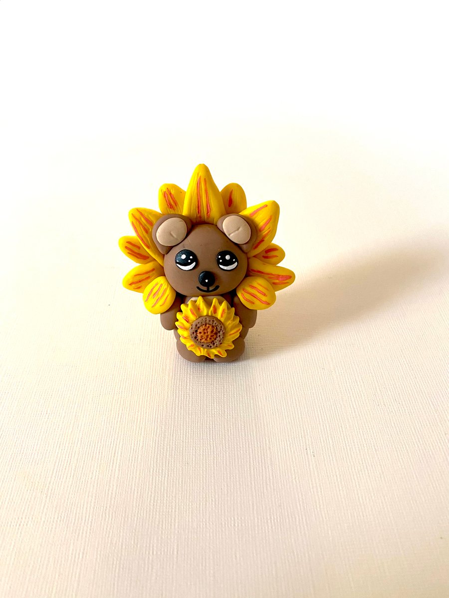 Handmade sunflower bear ornament 