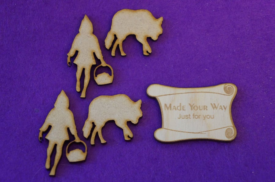 MDF Red Riding Hood and Wolf set 5cm - 2 x Laser cut wooden shape