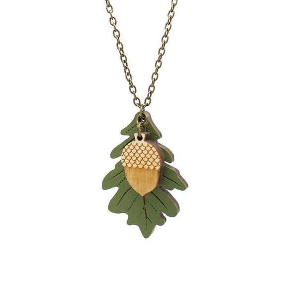 Autumn Oak Leaf and Acorn Necklace