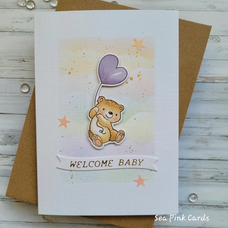 Teddy New Baby Card - baby congrats, new parents, grandparents