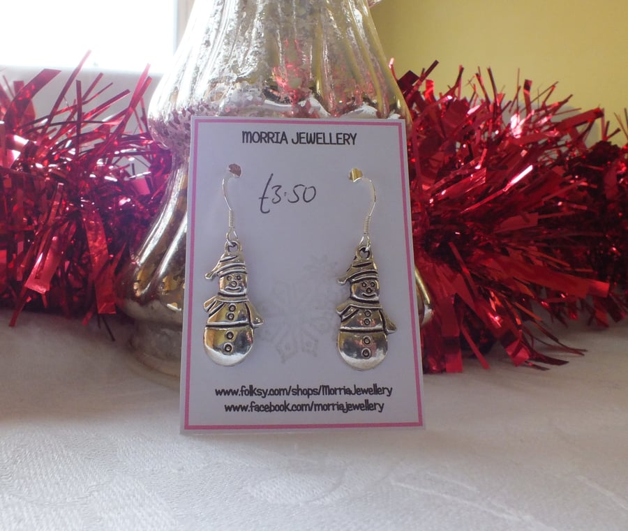 Silver Snowmen Earrings